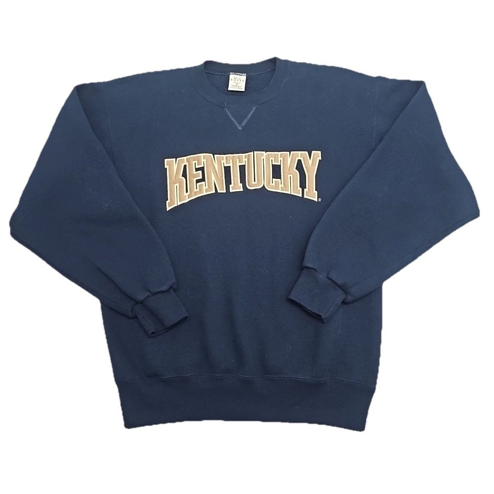 Vintage Kentucky Sweatshirt Adult M Blue Gold 90s‎ Embroidered Spellout MJ SOFFE